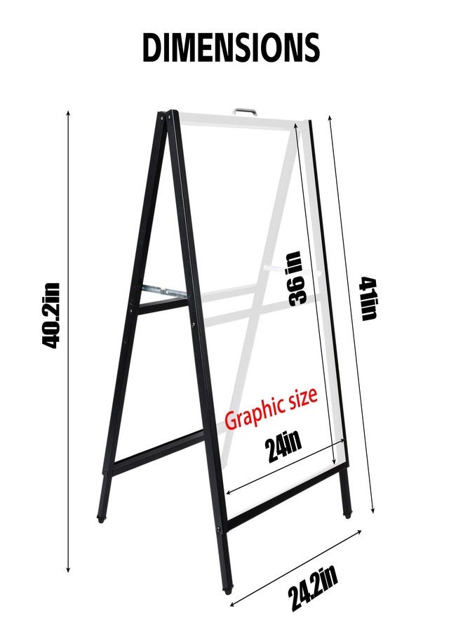 USCNC 24 x 36 Inch A Frame Sign Double-Sided Folding Sandwich Board Heavy Duty Slide-in Sidewalk Signboard for Outdoor Street Advertising Poster(Frame only，No white board) - Image 2